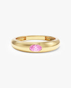 Anel Oval Cravejado Pedra do Mês em ouro 18K