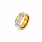 Anel Duplo Pedras Cubicas - Ouro 18K