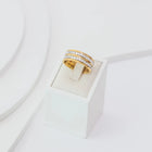 Anel Duplo Pedras Cubicas - Ouro 18K