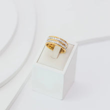 Anel Duplo Pedras Cubicas - Ouro 18K