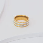 Anel Duplo Pedras Cubicas - Ouro 18K