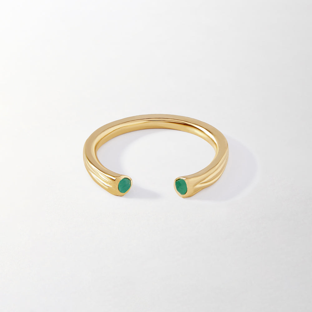 Anel Aberto Texturizado Verde - Ouro 18K | SILLENE