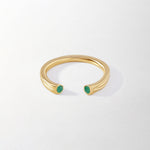 Anel Aberto Texturizado Verde - Ouro 18K | SILLENE
