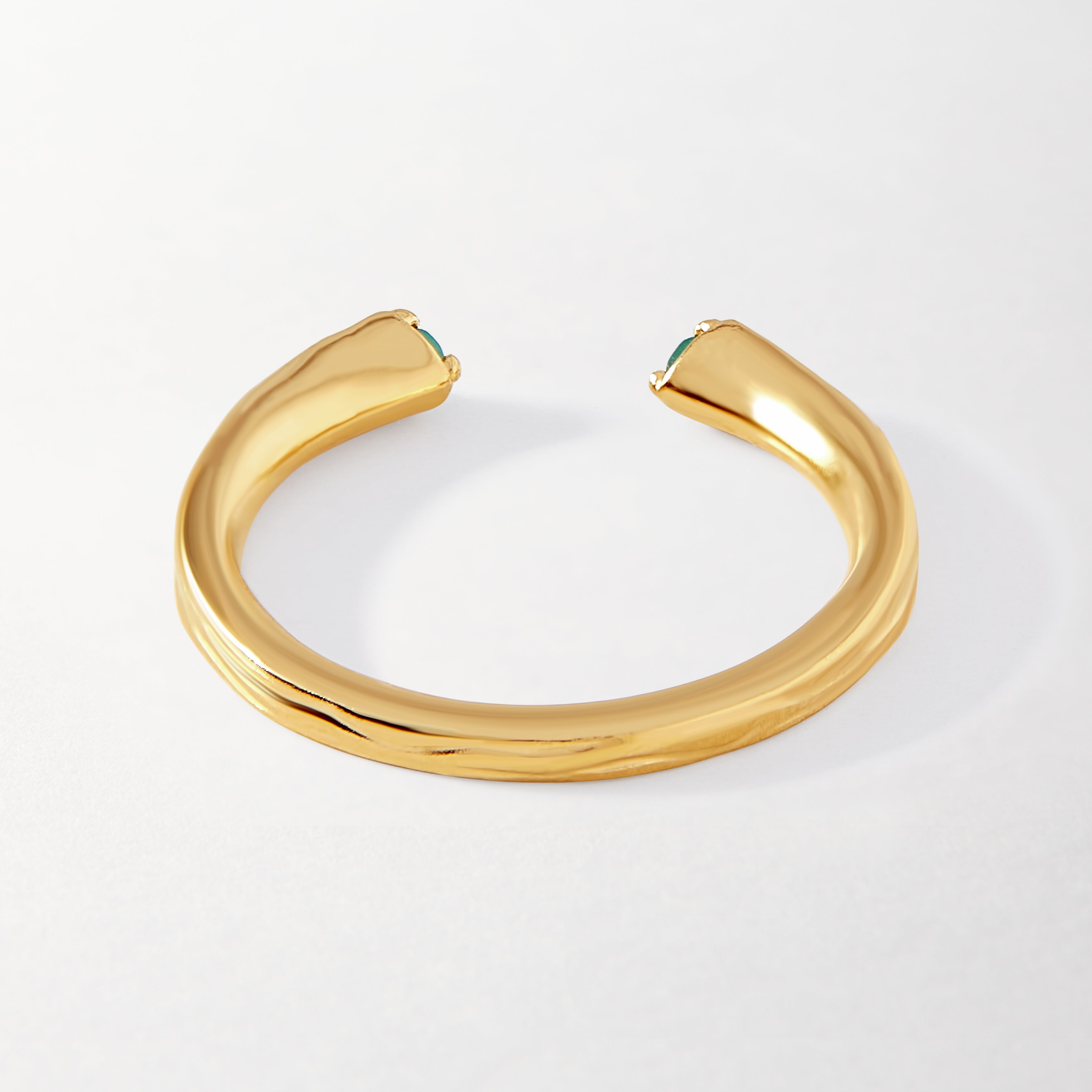 Anel Aberto Texturizado Verde - Ouro 18K | SILLENE