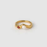 Anel Aventurina e Pérola - Ouro 18K | SILLENE