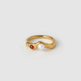 Anel Aventurina e Pérola - Ouro 18K | SILLENE