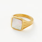Anel Chancela Quadrada Madrepérola - Ouro 18K | SILLENE