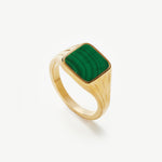 Anel Chancela Quadrada Malaquita - Ouro 18K | SILLENE