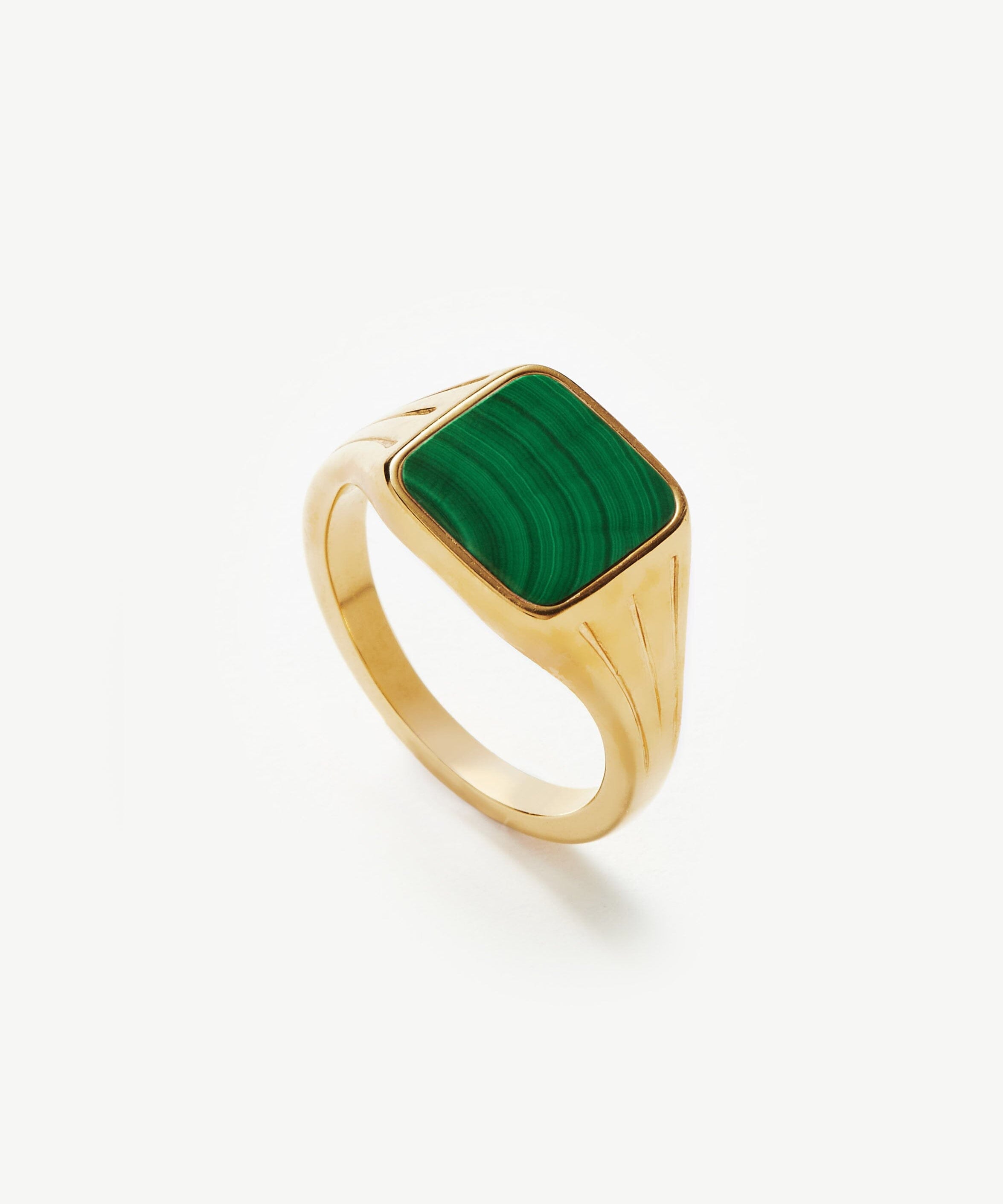 Anel Chancela Quadrada Malaquita - Ouro 18K | SILLENE