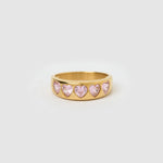 Anel Corações Rosa - Ouro 18K | SILLENE