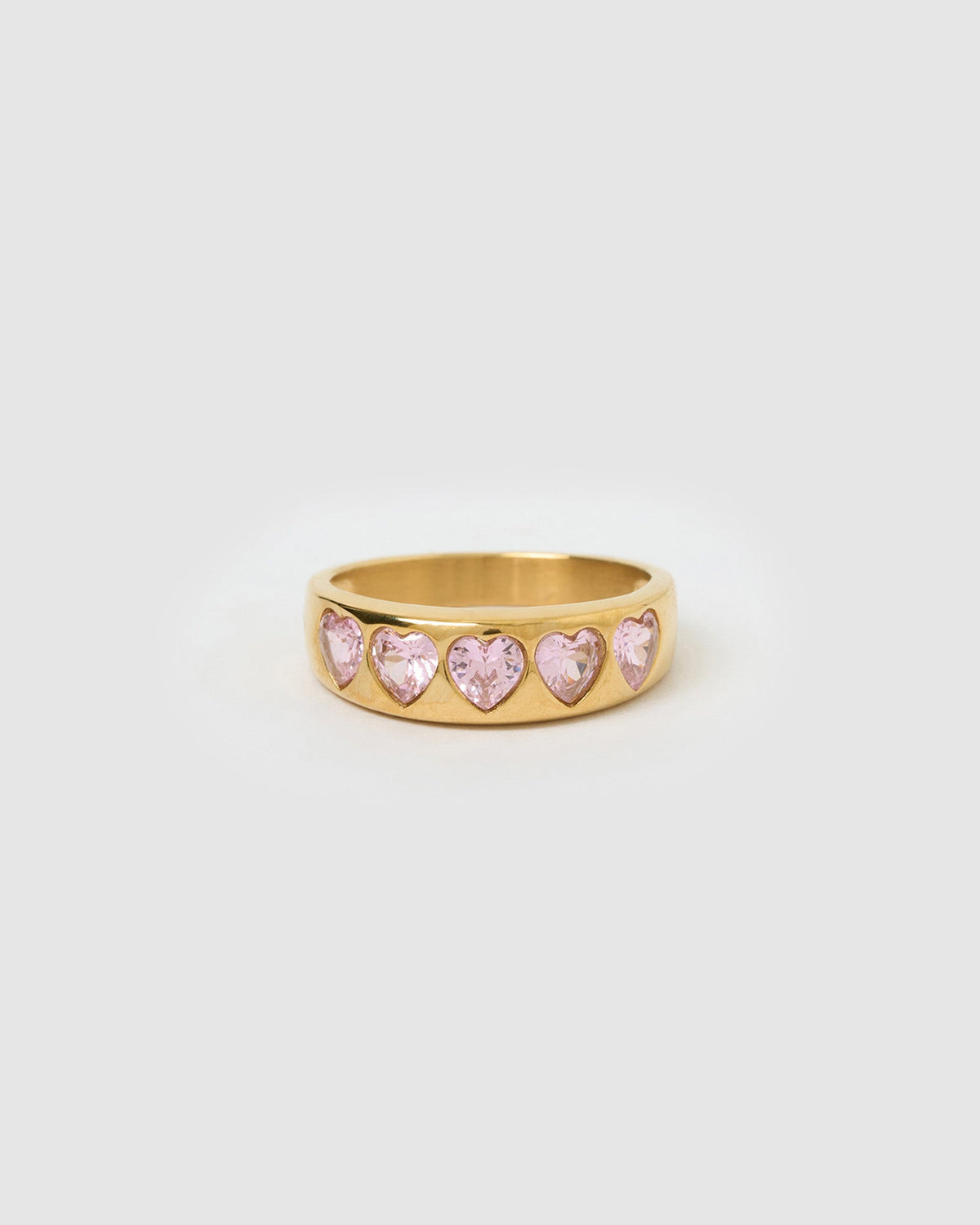 Anel Corações Rosa - Ouro 18K | SILLENE
