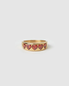 Anel Corações Vermelhos - Ouro 18K | SILLENE