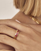 Anel Corações Vermelhos - Ouro 18K | SILLENE