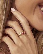 Anel Corações Vermelhos - Ouro 18K | SILLENE