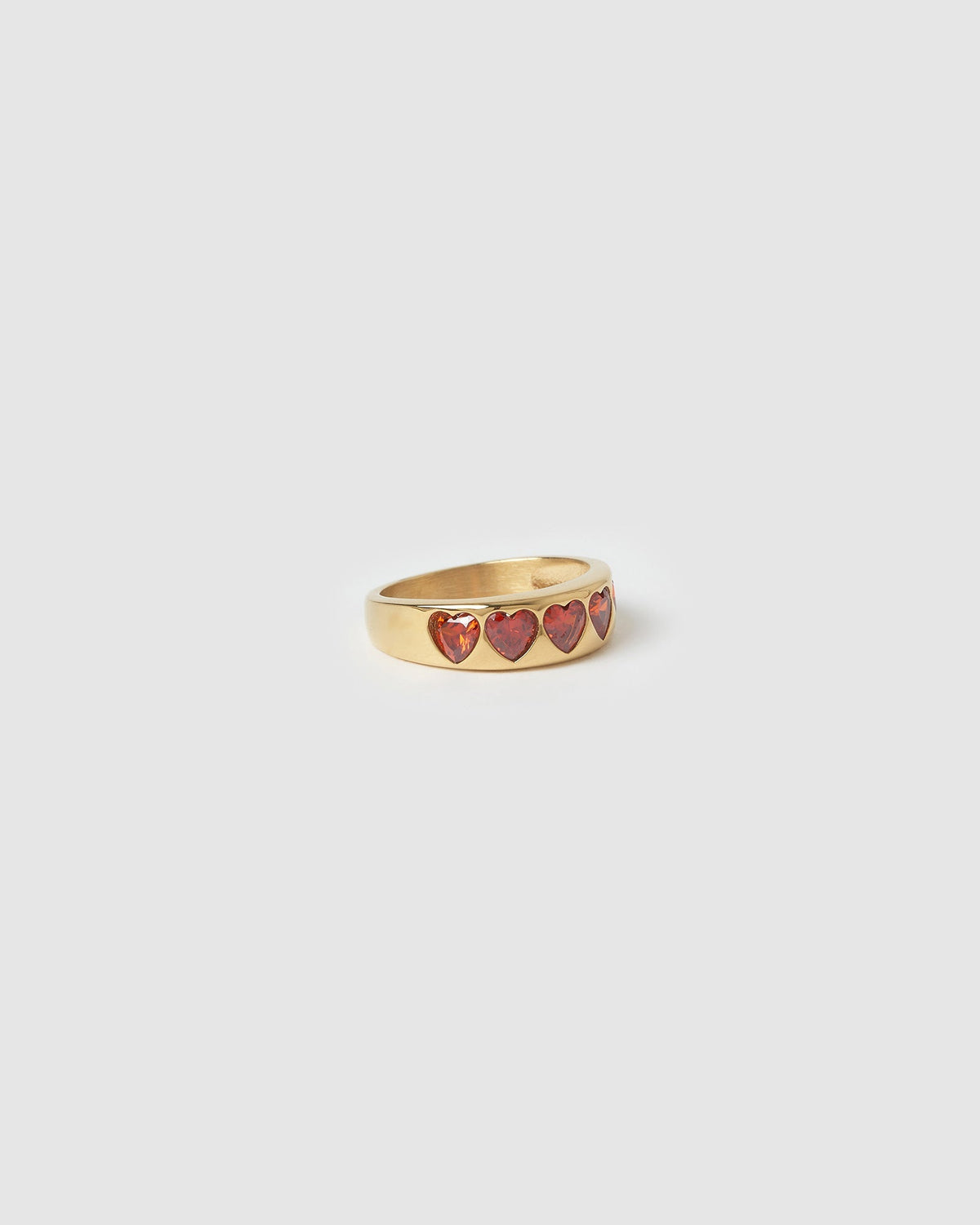 Anel Corações Vermelhos - Ouro 18K | SILLENE