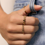 Anel Cravejado Ajustável - Ouro 18K | SILLENE
