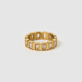 Anel Cravejado Baguete - Ouro 18K | SILLENE