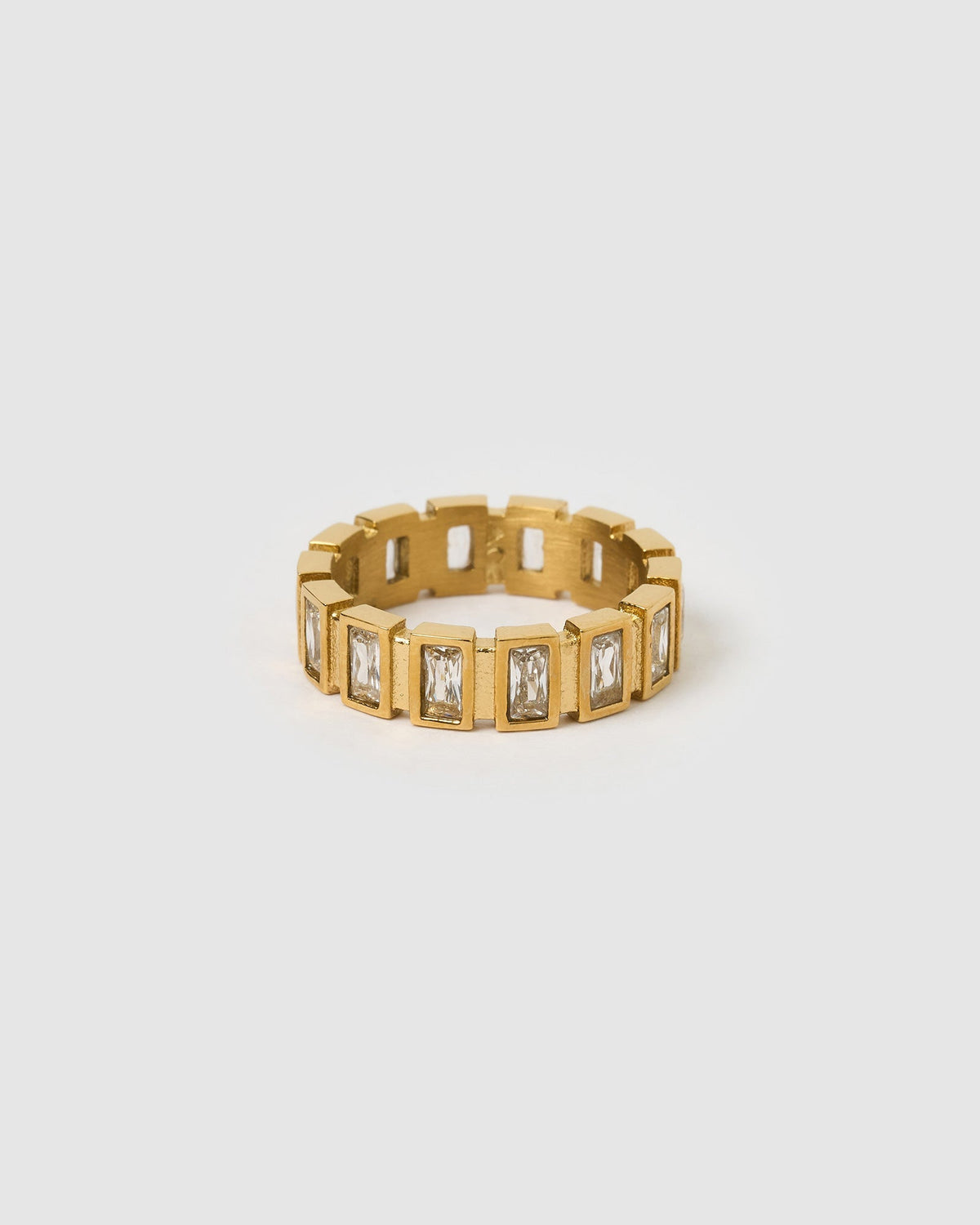 Anel Cravejado Baguete - Ouro 18K | SILLENE