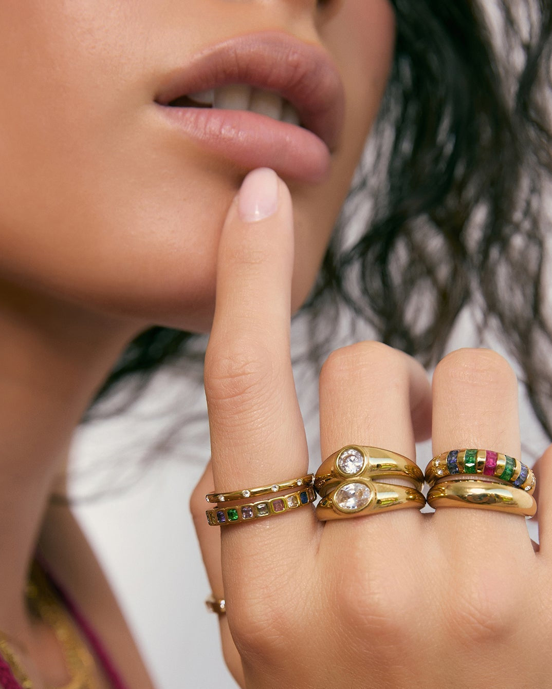 Anel Cravejado Multicolor - Ouro 18K | SILLENE