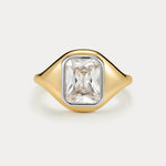 Anel Cravejado Retangular - Ouro 18K | SILLENE