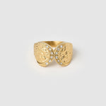 Anel Cravejado Texturizado - Ouro 18K | SILLENE