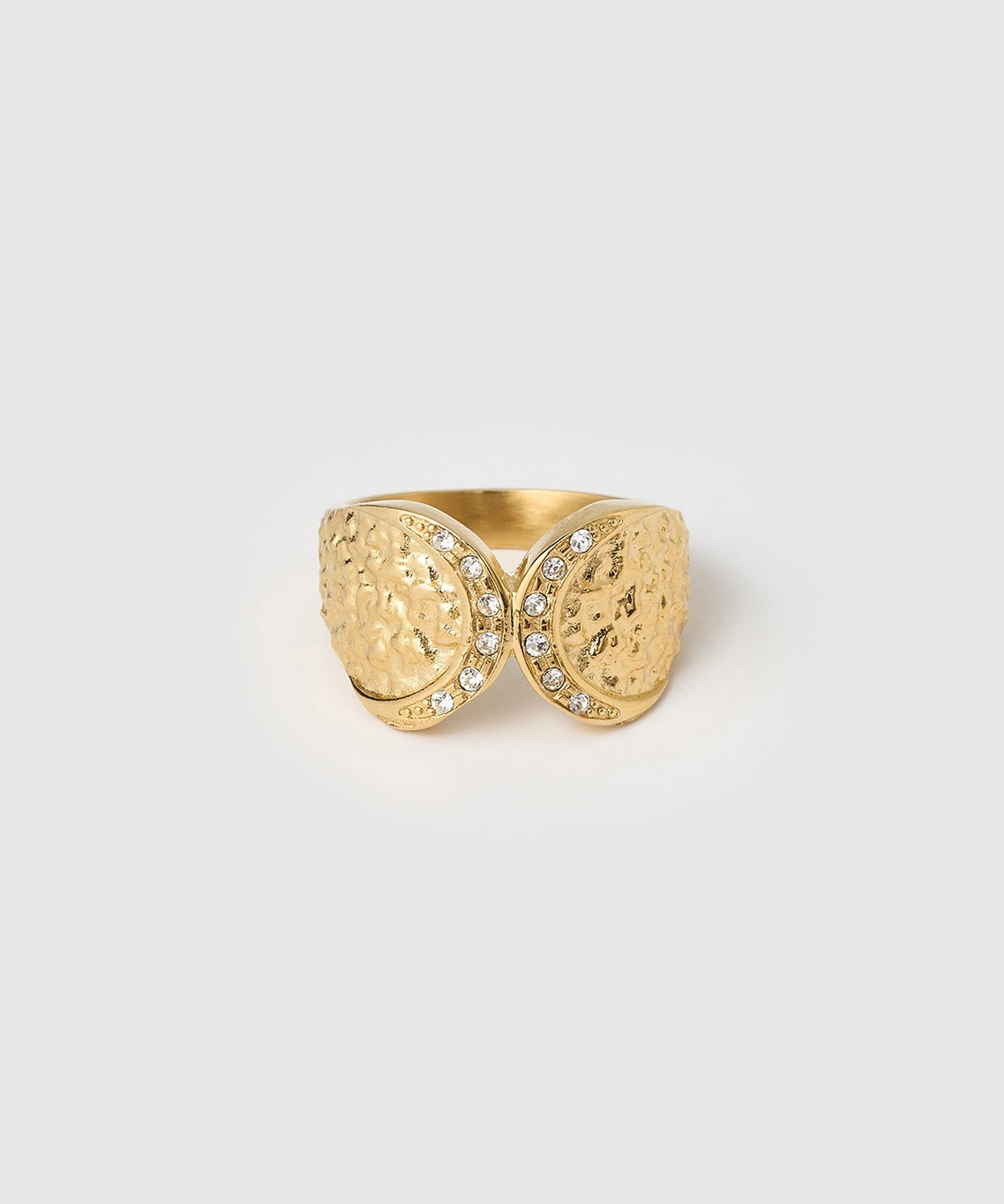 Anel Cravejado Texturizado - Ouro 18K | SILLENE