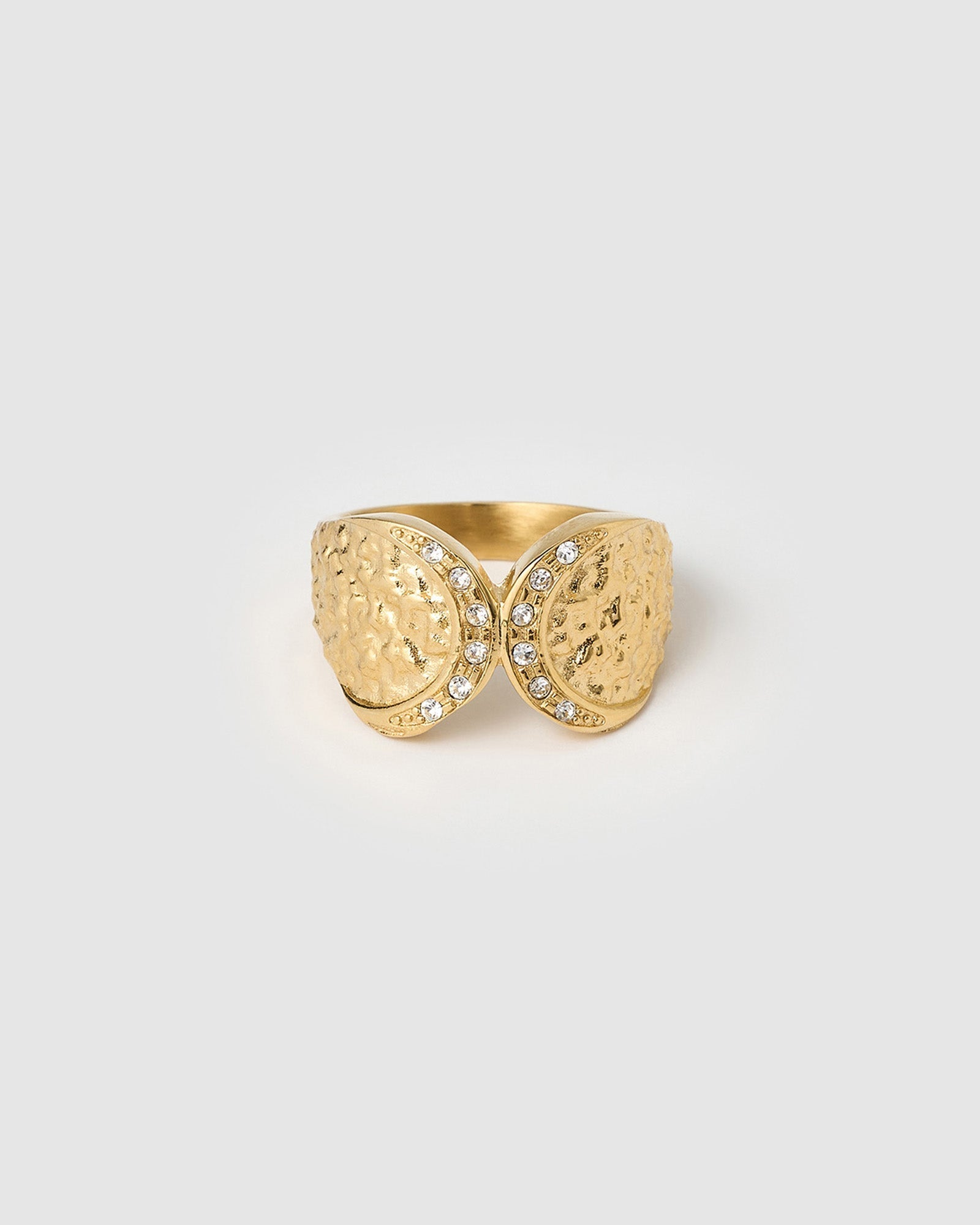 Anel Cravejado Texturizado - Ouro 18K | SILLENE