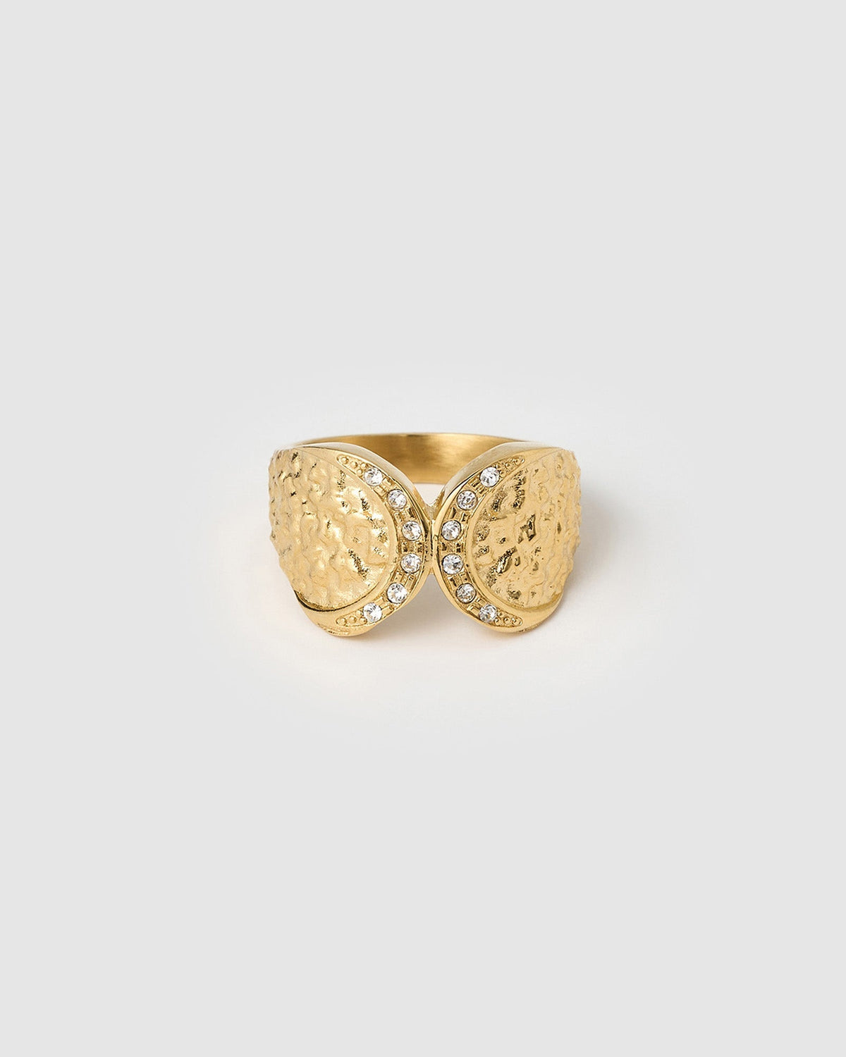 Anel Cravejado Texturizado - Ouro 18K | SILLENE
