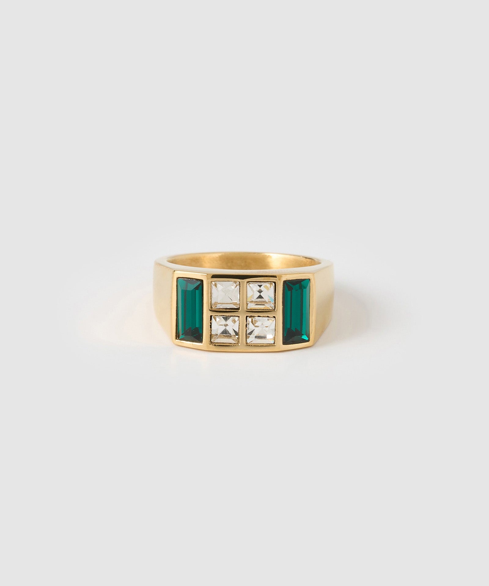 Anel Cravejado Verde - Ouro 18K | SILLENE