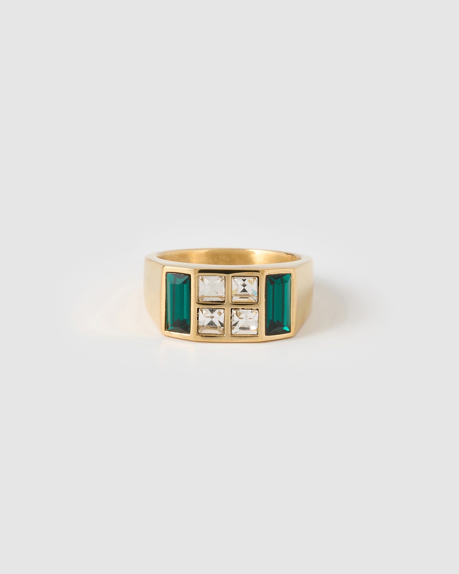 Anel Cravejado Verde - Ouro 18K | SILLENE
