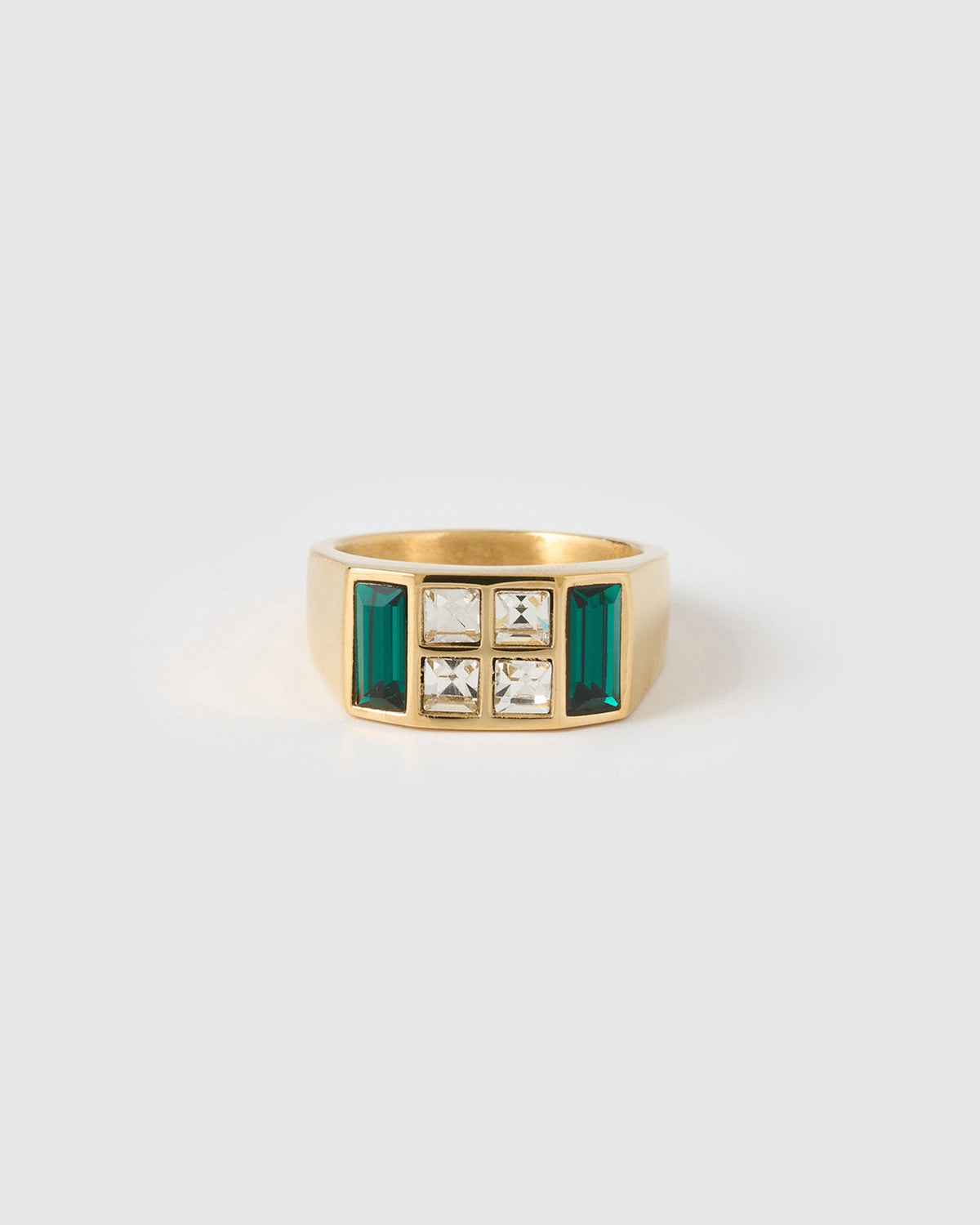 Anel Cravejado Verde - Ouro 18K | SILLENE