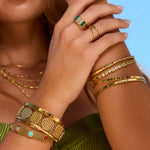 Anel Cravejado Verde - Ouro 18K | SILLENE