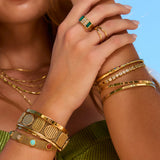Anel Cravejado Verde - Ouro 18K | SILLENE