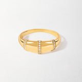 Anel Domo Cravejado Triplo - Ouro 18K | SILLENE