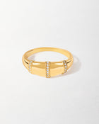 Anel Domo Cravejado Triplo - Ouro 18K | SILLENE