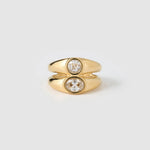 Anel Duplo Sinete Cristal - Ouro 18K | SILLENE