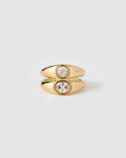 Anel Duplo Sinete Cristal - Ouro 18K | SILLENE