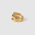 Anel Duplo Sinete Cristal - Ouro 18K | SILLENE