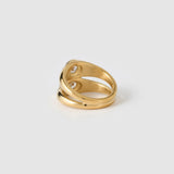 Anel Duplo Sinete Cristal - Ouro 18K | SILLENE