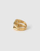 Anel Duplo Sinete Cristal - Ouro 18K | SILLENE