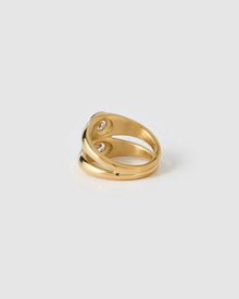 Anel Duplo Sinete Cristal - Ouro 18K | SILLENE