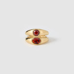 Anel Duplo Sinete Vermelho - Ouro 18K | SILLENE