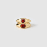Anel Duplo Sinete Vermelho - Ouro 18K | SILLENE