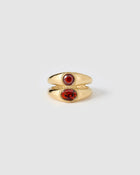 Anel Duplo Sinete Vermelho - Ouro 18K | SILLENE