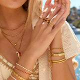 Anel Duplo Sinete Vermelho - Ouro 18K | SILLENE