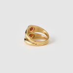 Anel Duplo Sinete Vermelho - Ouro 18K | SILLENE