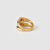 Anel Duplo Sinete Vermelho - Ouro 18K | SILLENE
