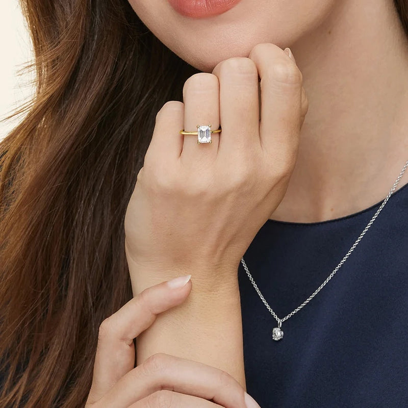 Anel Emerald em Zircônia - Ouro 18K