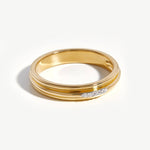 Anel Fino Cravejado Ranhurado - Ouro 18K | SILLENE