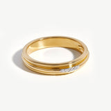 Anel Fino Cravejado Ranhurado - Ouro 18K | SILLENE